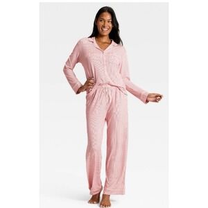 Size XXL Cloud Knit Auden Modal Soft pajama set, Christmas red and white strip